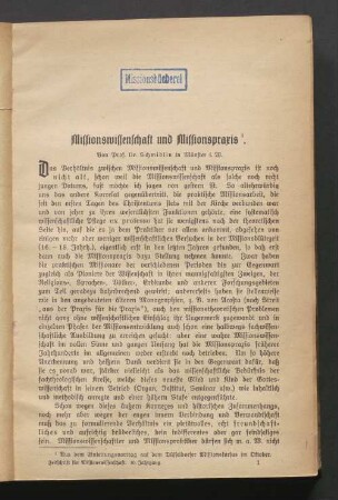 Missionswissenschaft und Missionspraxis