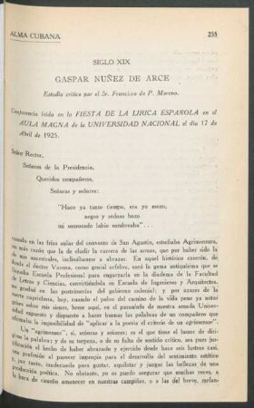 Gaspar Nuñez de Arce : Estudio crítico por el Sr. Francisco de P. Moreno.