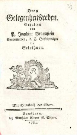 Drey Gelegenheitsreden