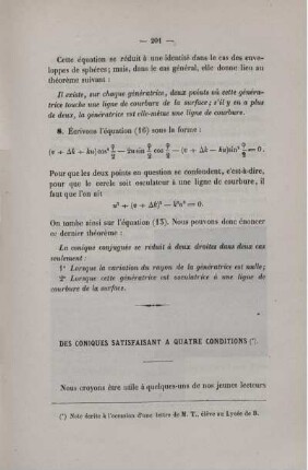 Des coniques satisfaisant a quatre conditions.