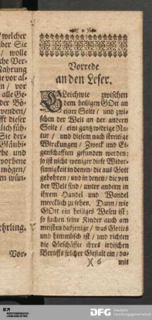 Vorrede an den Leser.