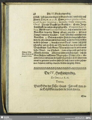 Die IV. Hochzeitpredig. Ex Gen.c.2.v.18