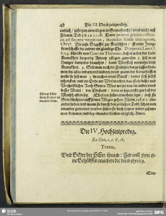 Die IV. Hochzeitpredig. Ex Gen.c.2.v.18