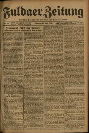 Ausgabe vom Dienstag, den 25. April 1922.