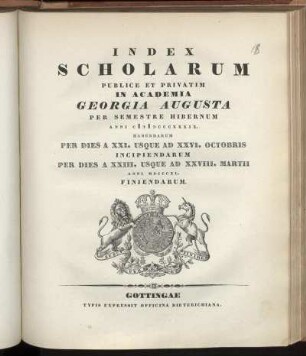 1839_WS: Index scholarum publice et privatim in Academia Georgia Augusta ... habendarum