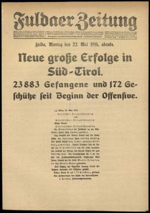 Zweite Ausgabe vom Montag, den 22. Mai 1916.