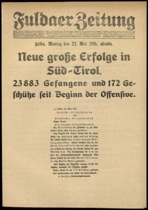 Zweite Ausgabe vom Montag, den 22. Mai 1916.