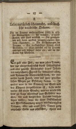 II. Uebernatürlich scheinende, und doch sehr natürliche Träume.