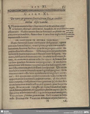 Caput XI. De vero & genuino fonticulorum situ, ac conditionibus observandis