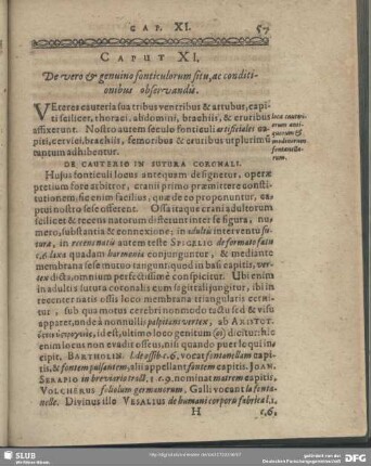Caput XI. De vero & genuino fonticulorum situ, ac conditionibus observandis