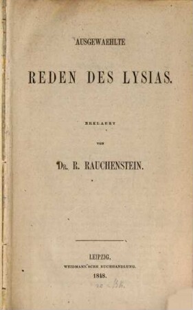 Ausgewählte Reden des Lysias