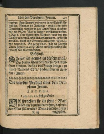 Die vierdte Predigt über den Propheten Jonam.