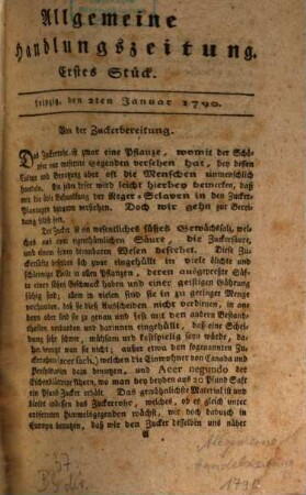 Allgemeine Handlungszeitung : aufs Jahr... 1790