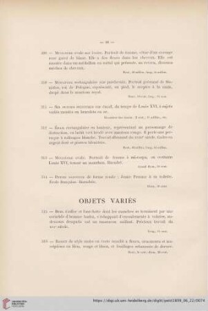 Objets Variés (Nr. 315 - 363)