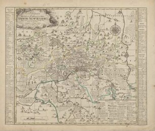 Accurate Geograph. Delineation des in dem Meisnischen Creisse liegenden Ammtes Senftenberg ; Nebst allen daran grenzenden Aemmtern, Herrschaften und Gegenden.