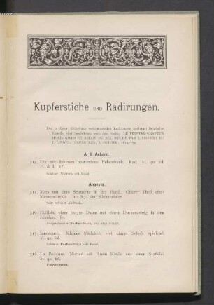 Kupferstiche und Radirungen