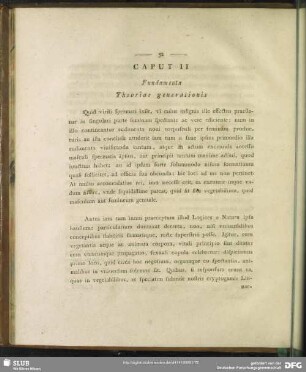 Caput II Fundamenta Theoriae generationis