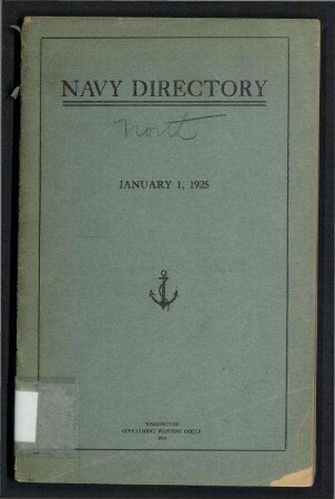Navy Directory - Officers of the United States Navy and Marine Corps, January 1, 1925.