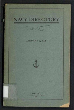 Navy Directory - Officers of the United States Navy and Marine Corps, January 1, 1925.