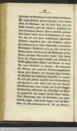 Einrichtung und Bewirthung in einem Gasthofe im Rheingau