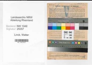 Entnazifizierung Walter Linck , geb. 11.10.1895 (Bezirksleiter)