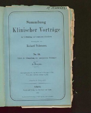 Ueber die Behandlung der puerperalen Blutungen