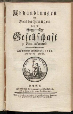 Des siebenten Jahrganges, 1766. Zweytes Stük