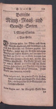 Biblische Muentz- Maaß- und Gewicht- Sorten