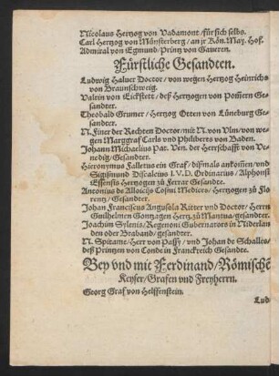 Bey und mit Ferdinand/ Römischen Keyser/ Grafen und Freyherrn.