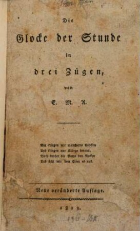 Die Glocke der Stunde : in 3 Zügen