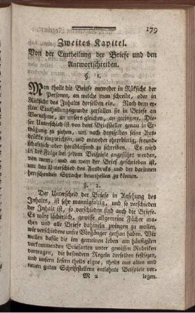 Zweites Kapitel. Von der Eintheilung der Briefe und den Antwortschreiben - Drittes Kapitel. Von Gluekwuenschungsschreiben