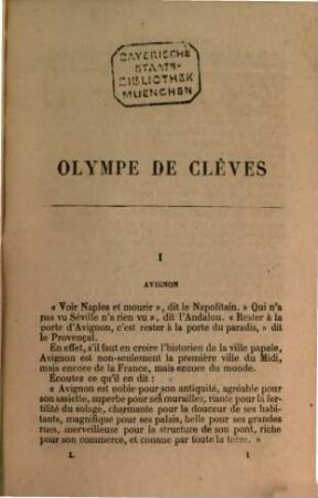 Olympe de Clèves par Alexandre Dumas, 1
