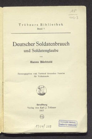 Deutscher Soldatenbrauch und Soldatenglaube