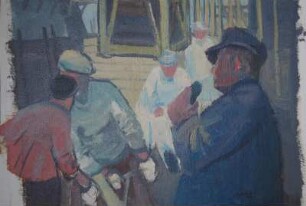 Arbeiter auf der Sperrmauer