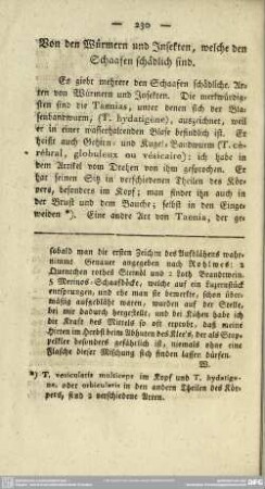 Von den Würmern und Insekten, welche den Schaafen schädlich sind