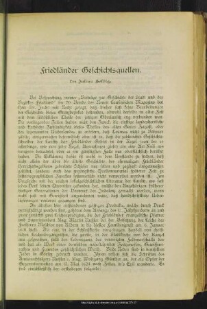 Friedländer Geschichtsquellen