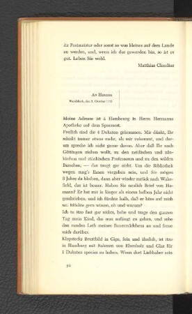 An Herder Wandsbeck, den 3. Oktober 1775