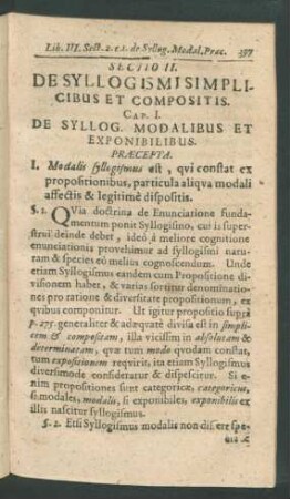 Sectio II. De Syllogismi Simplicibus Et Compositis.