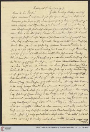 Korrespondenz von Alice und Ludwig Klein: Brief von Alice Klein an Irmgard Klein