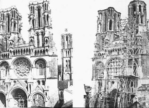 Laon, Kathedrale Notre-Dame, Westfassade; Restaurierungsarbeiten