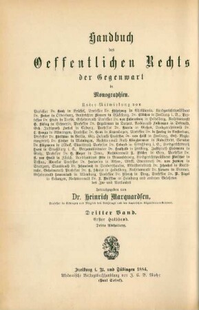 Bd. 3, Halbbd. 1, Abth. 3: Das Staatsrecht des Großherzogthums Baden