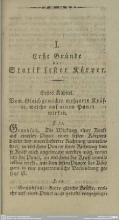 I. Erste Gründe der Statik fester Körper