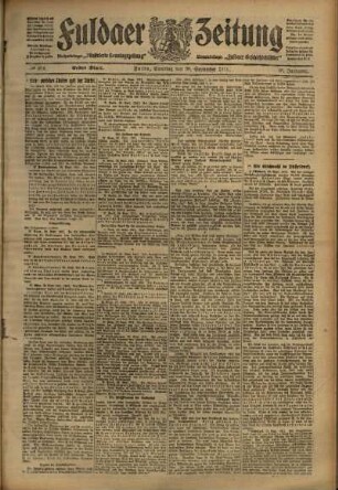 Erste Ausgabe vom Samstag, den 30. September 1911.