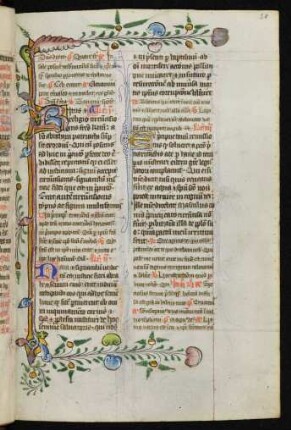 Initiale R mit Bordürenstäben und Fadenranken (Circumcisio domini)