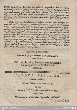 JEHOVA TRIUNUS...