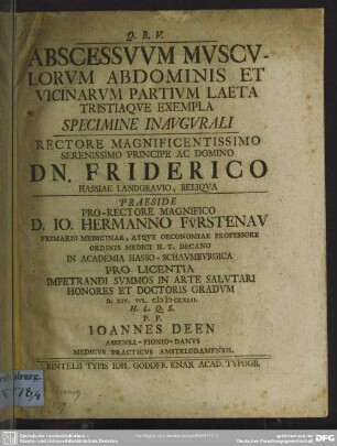 Abscessuum Musculorum Abdominis Et Vicinarum Partium Laeta Tristiaque Exempla Specimine Inaugurali ...