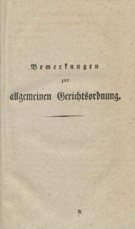 Bemerkungen zur allgemeinen Gerichtsordnung.