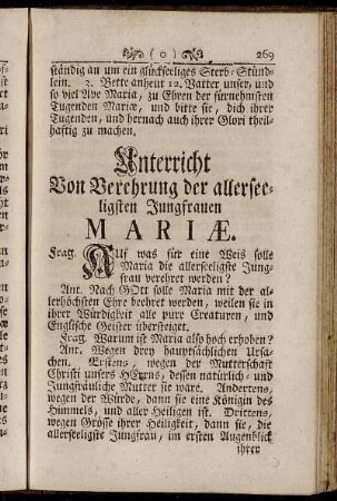 Unterricht Von Verehrung der allerseeligsten Jungfrauen Mariæ