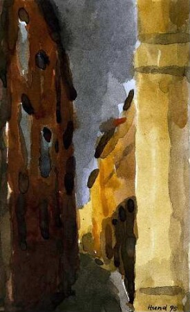 Bologna, Blick in beleuchtete Gasse