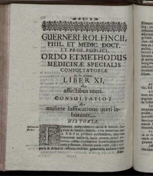 Consultatio I de muliere suffocatione uteri laborante